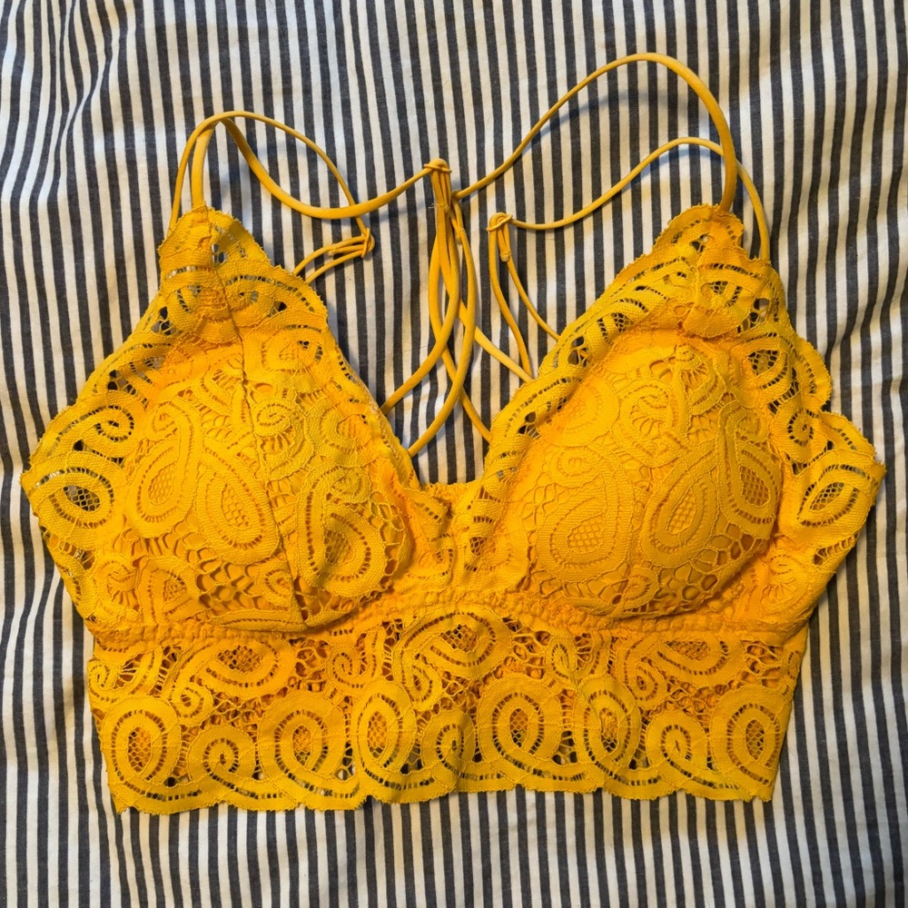 Pink Lace Bralette Yellow